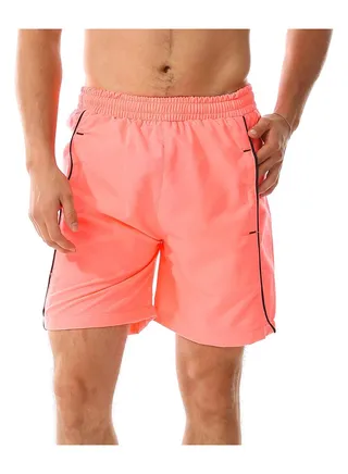 Elastic Waist Polyester Swim Short _ Salmon 