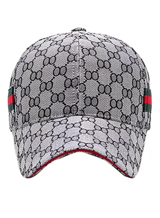 Six Panel Printed Baseball Cap Grey/Black 