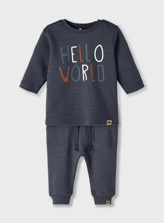 Kids Text Print T-Shirt & Sweatpants Set 