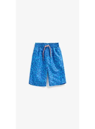 Blue Leopard Print Board Shorts 