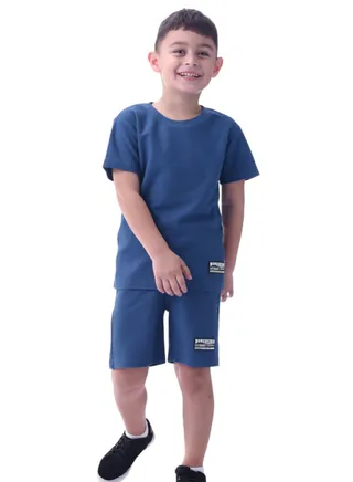 Kids Boys Set Comfortable 2-Piece T-Shirt & Shorts Set (2-8 Years)- Blue 