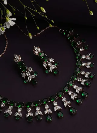 Gold Plated Designer Stone Necklace Set