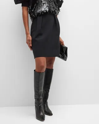 High-Rise Pleated Tulip Mini Skirt