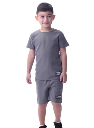 Kids Boys' 2-Piece Set T-Shirt & Shorts (2-8 Years) - Grey, 100% Cotton | Victor & Jane Collection 