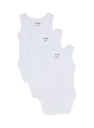 3-Piece Sleeveless Bodysuit Set White 