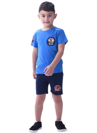 Kids Boys Set Comfortable 2-Piece T-Shirt & Shorts Set (2-8 Years) -Blue & Navy 
