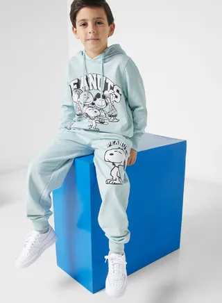 Boys Snoopy Printed Hoodie And Jogger Set 