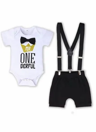 Baby Boys First Birthday Outfit, Size 80 Boy Formal Suit Gentleman Romper Bow-tie Pants Outfits Set 