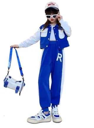 Girl's 2 Piece Outfit Long Sleeve Track Jacket and Long Pant Set 