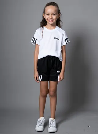 Unisex Kids Active Wear T-Shirt And Shorts Sets (White) 
