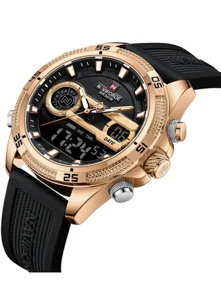 Men's Luxury Fashion Quartz Watches LCD Display Digital 3ATM Waterproof Sport Chronograph Watch NF9223 