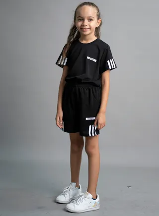Unisex Kids Sustainable Active Wear T-Shirt And Short set (Black) 