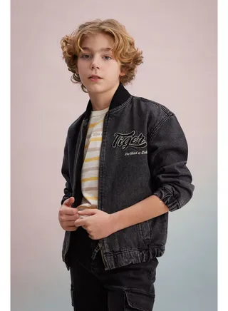 Boy Bomber Long Sleeve Denim Jacket 