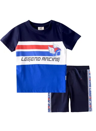 Baby Boys 2 piece Set - T-Shirts & Shorts - Blue (100% Cotton)- VJ 