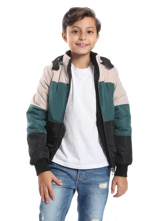 Boys Double Face Waterproof  Black Bomber Jacket_Black 