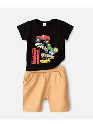 Cars Printed T-Shirt And Shorts Set Multicolour 