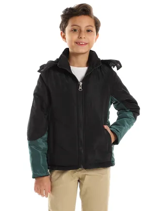 Green & Black Bi-Toned Double Face Jacket 