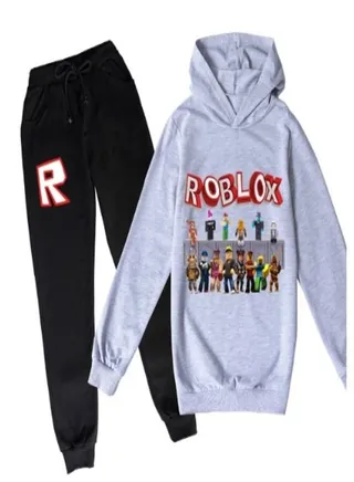Roblox Sets Printed Hoodie and Pants for Kids Grey/Black 