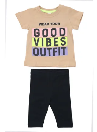 Infant Textured T-Shirt & Leggings Set in Brown 