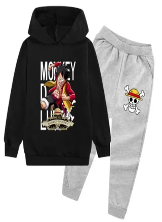 One Piece Luffy Set For Kids Black/Grey 