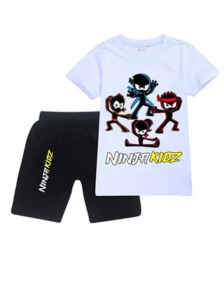 NINJA KIDS Printed T-shirt Unisex Kids T-shirt and Short Set 