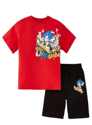 Sonic the Hedgehog Skateboard T-Shirt & Short Set For Kids 