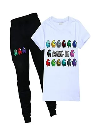 Kids Among Us Clothes Short Sleeve Summer Cartoon Kids T-shirt Tops + Pants Set Boys Clothes Outwear 