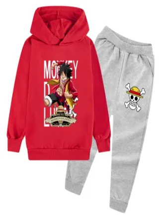 One Piece Luffy Set For Kids Red/Grey 