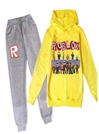 Roblox Sets Printed Hoodie and Pants for Kids Grey/Yellow 