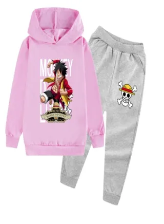 One Piece Luffy Set For Kids  Light Pink/Grey 