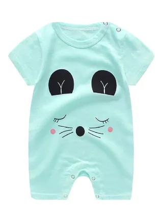 Baby Boy and Girl Cartoon Printing Short Sleeve Romper Bodysuit Multicolour 