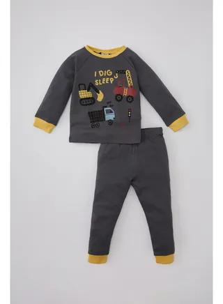 Babyboy Regular Fit Bike Neck Long Sleeve Knitted Pyjamas - 2 Pieces 
