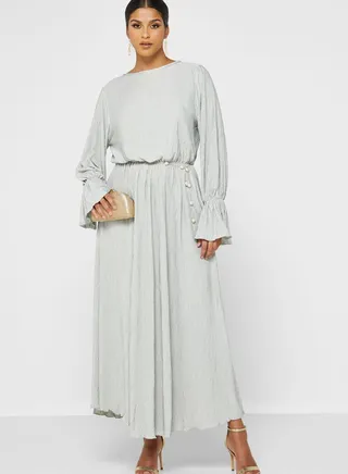 Textured Dress With Belt 