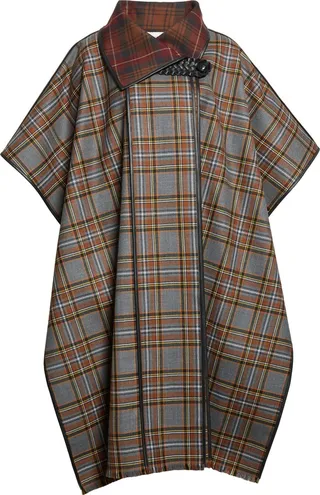 Plaid Reversible Virgin Wool Cape