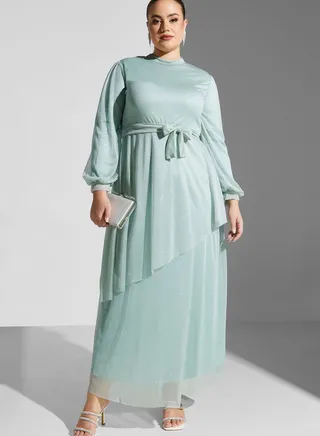 Layered Detail Fit & Flare Dress 