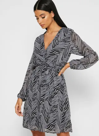Animal Print Wrap Dress 