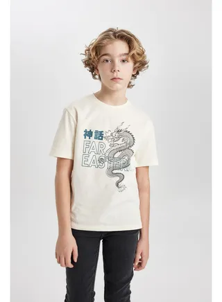 Boy Regular Fit Crew Neck Knitted Short Sleeve T-Shirt 