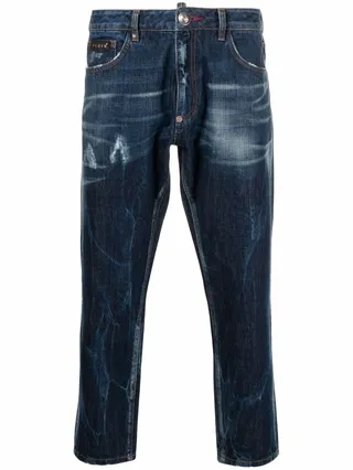 Distressed-Effect Cropped Jeans