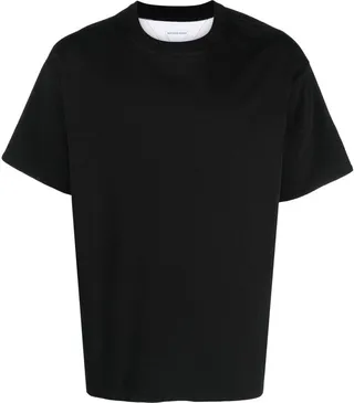 Black Double Layer Cotton T-Shirt