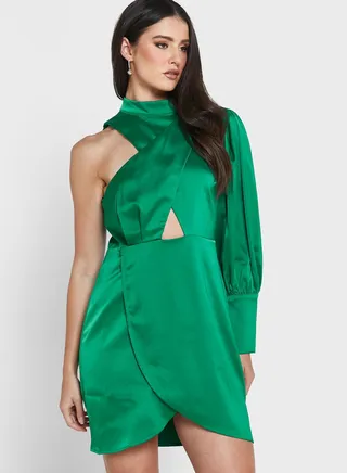 One Shoulder Cut Out Detail Dress 