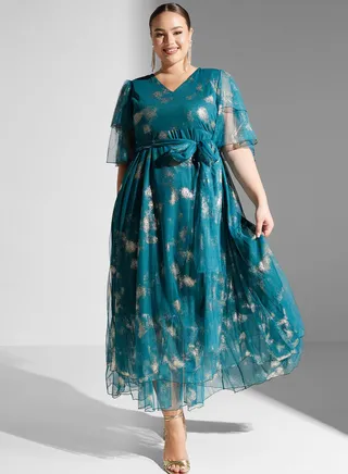 Flouncy Sleeve A-Line Dress