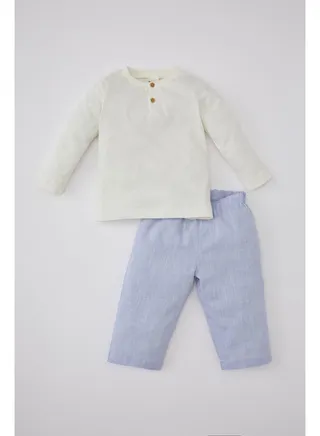 Babyboy Regular Fit Bike Neck Long Sleeve Woven Pyjamas - 2 Pieces 
