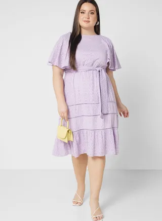 Schifli Detail Belted Dress 