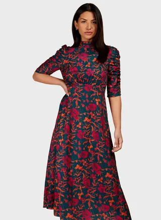High Neck Printed Dress 