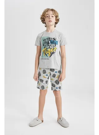 Boy Regular Fit Crew Neck Knitted Pyjamas - 2 Pieces 
