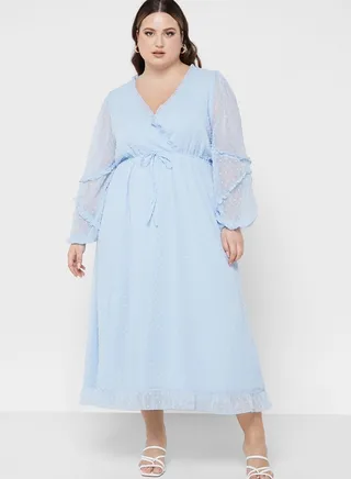 Ruffle Hem Mesh Dress 