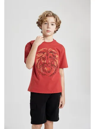Boy Oversize Fit Crew Neck Knitted Short Sleeve T-Shirt 
