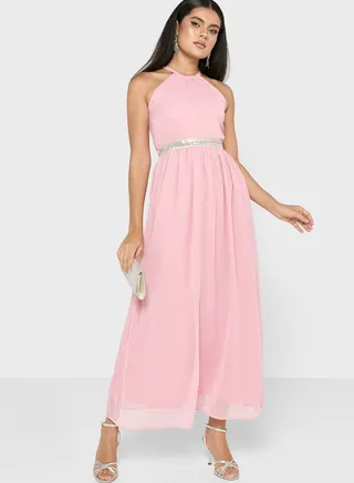 Halter Neck A-Line Dress 
