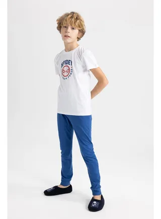 Boy Regular Fit Crew Neck Knitted Pyjamas -2 Pieces 