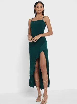 Side Slit  Waterfall Dress